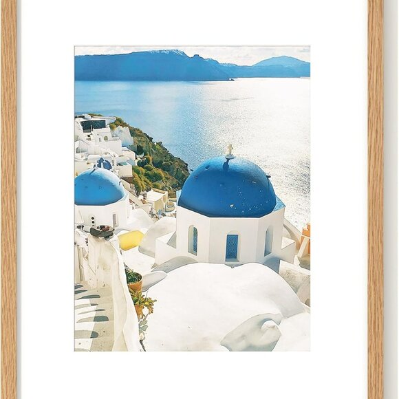 16x20 Picture Frame with Mat for 11x14 Solid Oak Wood Poster Frame with Tempere